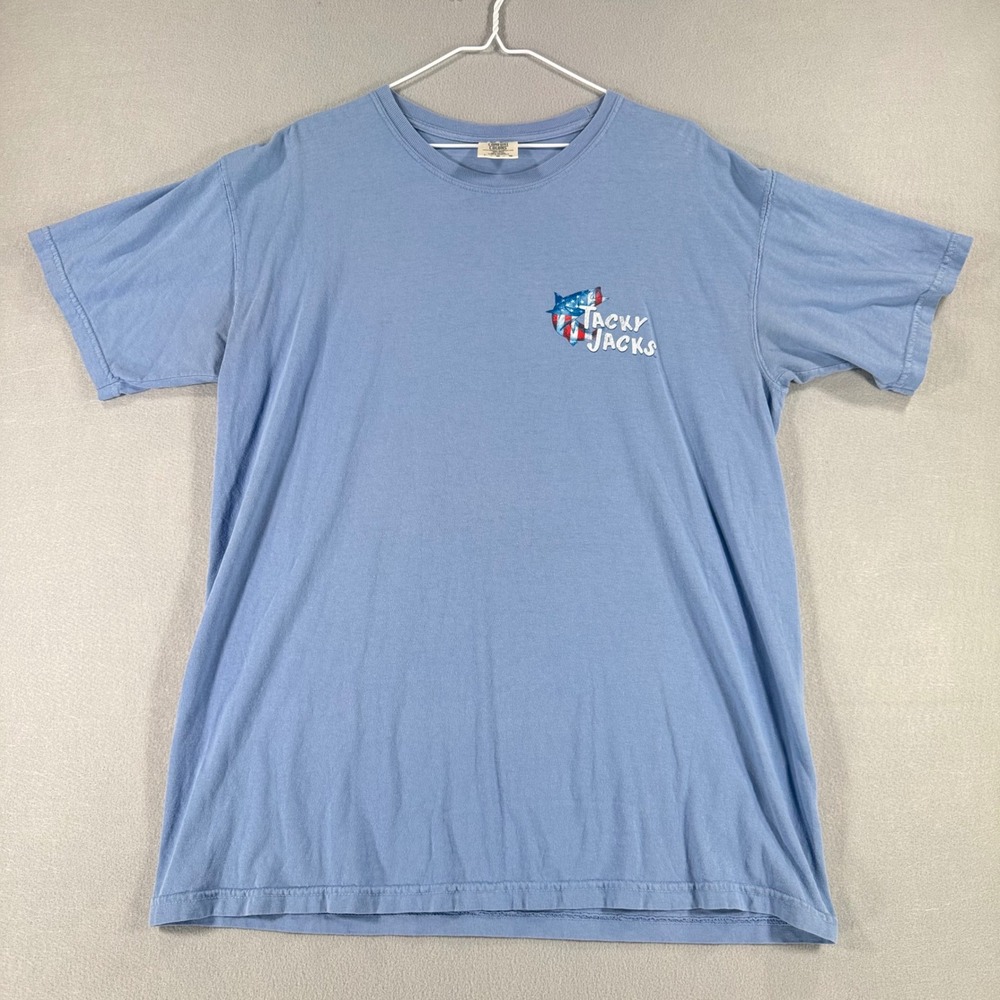 Comfort Colors Tacky Jacks Alabama Fishing T-Shirt Blue Mens Large American Flag